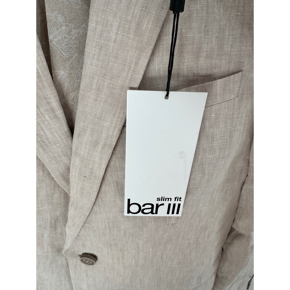 Bar III Mens Slim Fit Tan Linen Blend Blazer Jacket Size 36R - Picture 2 of 5